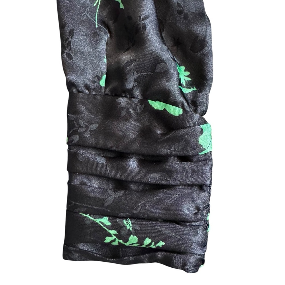 Zara Green Black Jacquard Floral Print Belted Mini Dress, Size S - Picture 7 of 16